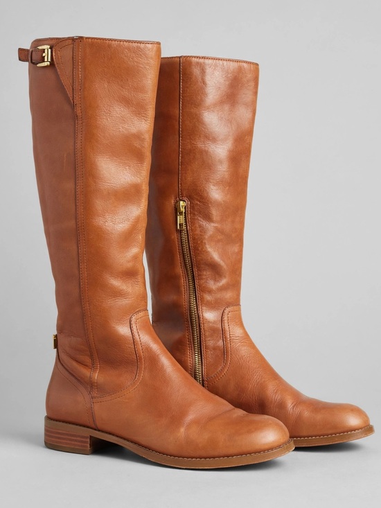 Coach Shoes - COACH Mirriam Tall Leather Riding Boots Saddle Cognac Brown Women's Size 7.5B